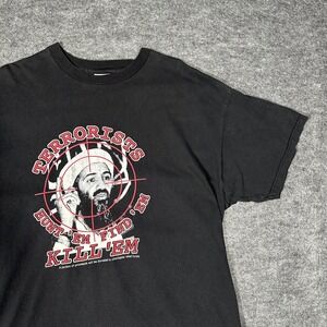 Vtg 2000s Terrorists Hunt 'Em Find 'Em Kill 'Em Shirt XL Delta Pro Weight 9/11